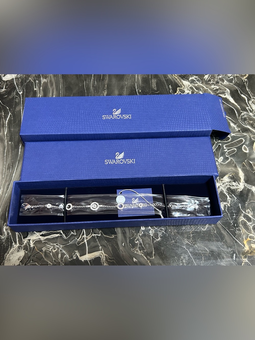 Swarovski Silver Crystal Bracelet with Blue Box